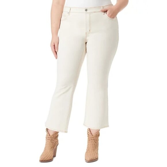 Jessica Simpson Trendy Plus Size 18W Charmed Ankle Flare Jeans Ivory MSRP $70 - Picture 1 of 2